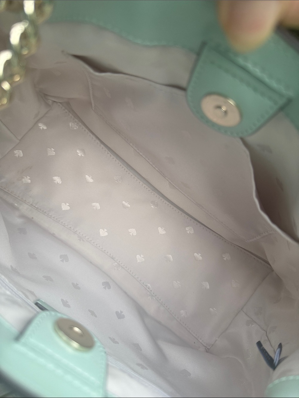 Kate Spade New York Mint Green Leather Shoulder Bag with Chain Straps - Picture 7 of 10